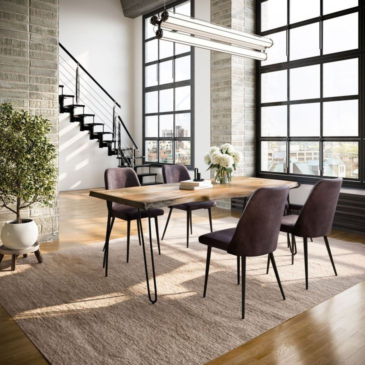 Nature's Edge Natural and Dark Brown Upholstered 5 Piece Dining Set