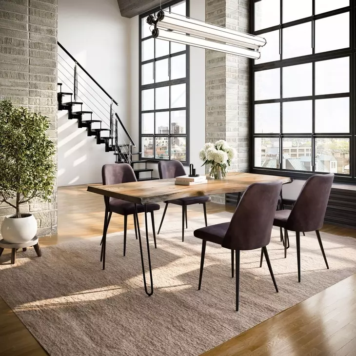 Nature's Edge Natural and Dark Brown Upholstered 5 Piece Dining Set
