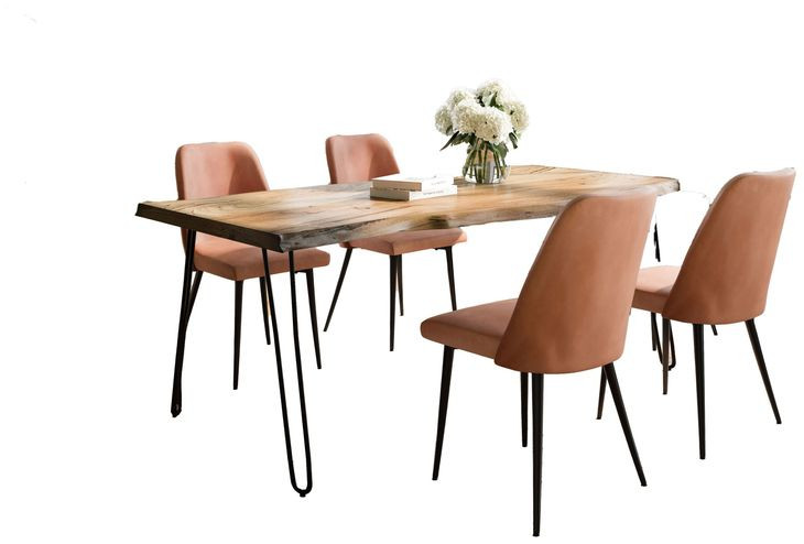 Nature's Edge Natural and Light Brown Upholstered 5 Piece Dining Set