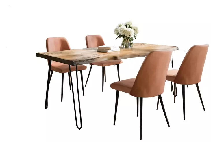 Nature's Edge Natural and Light Brown Upholstered 5 Piece Dining Set