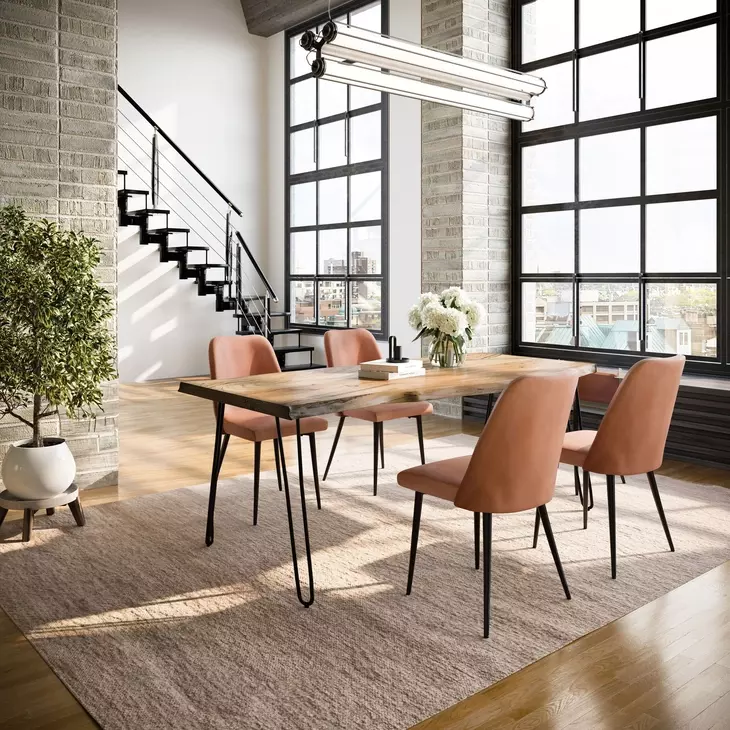 Nature's Edge Natural and Light Brown Upholstered 5 Piece Dining Set