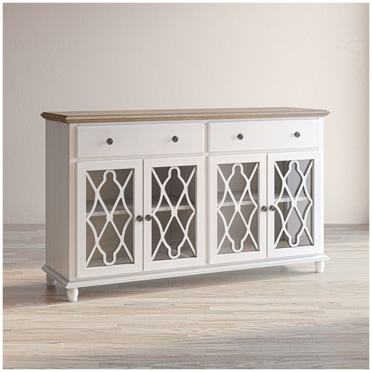 Aurora Hills Brushed White 4 Door Accent Cabinet