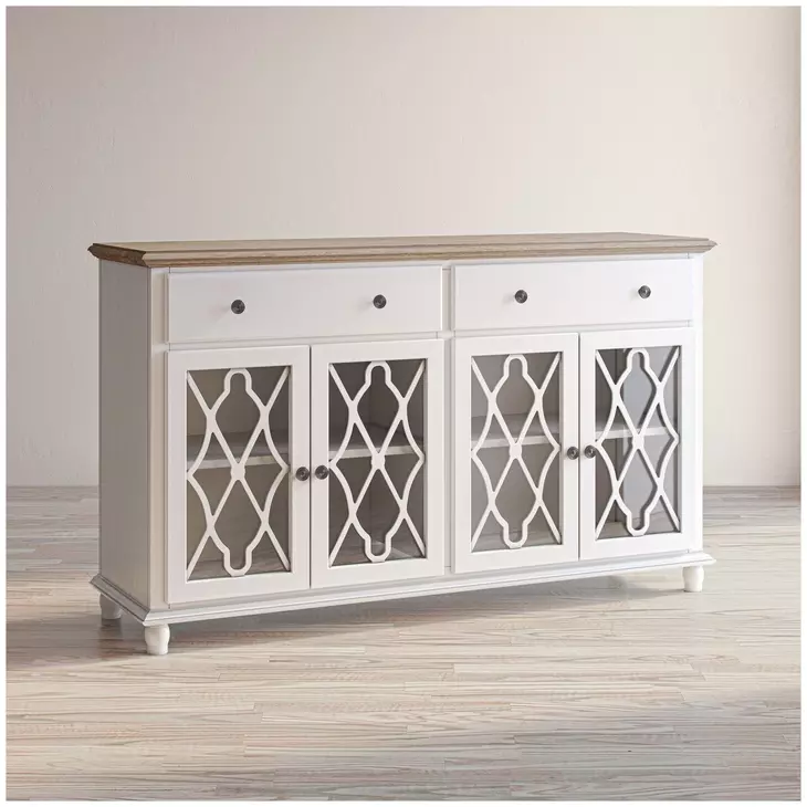 Aurora Hills Brushed White 4 Door Accent Cabinet