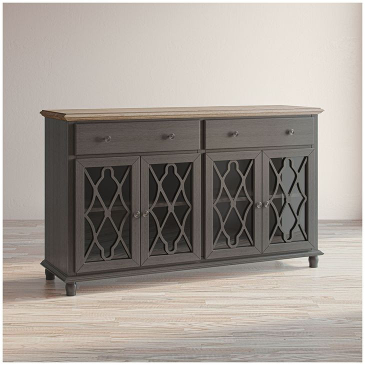 Aurora Hills Brushed Grey 4 Door Accent Cabinet