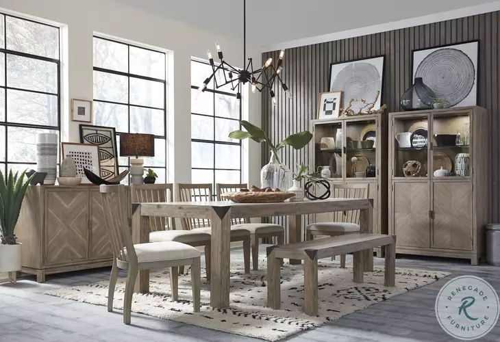 Ainsley Cerused Khaki Extendable Rectangular Dining Table