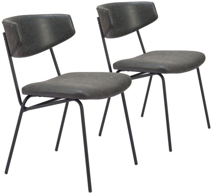 Charon Vintage Black Dining Chair Set Of 2