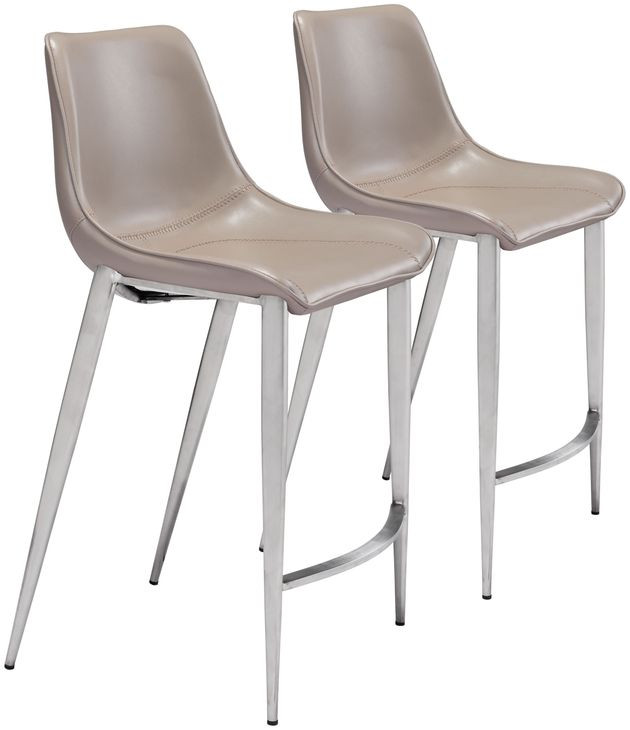 Magnus Gray And Silver Counter Height Chair Set Of 2