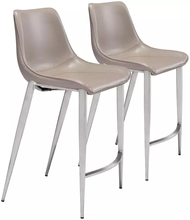Magnus Gray And Silver Counter Height Chair Set Of 2