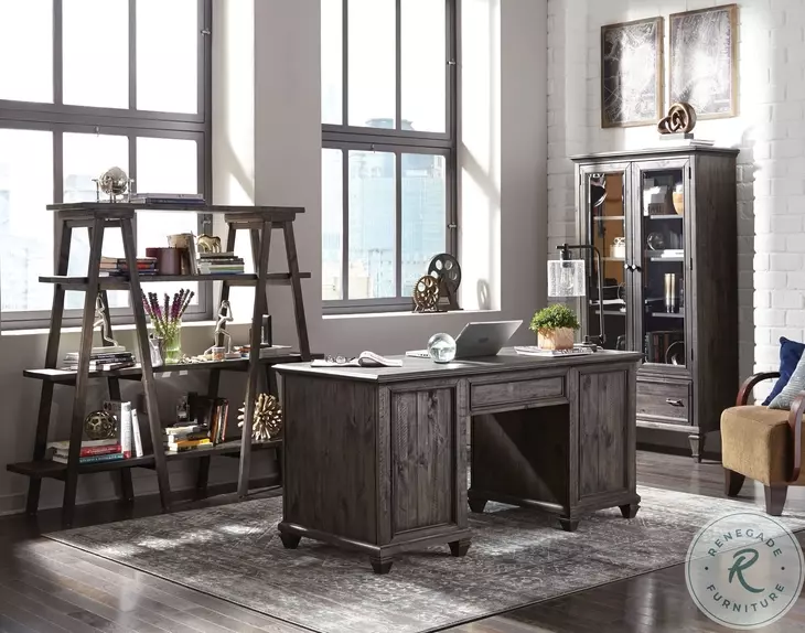 Sutton Place Weathered Charcoal Executive Home Office Set