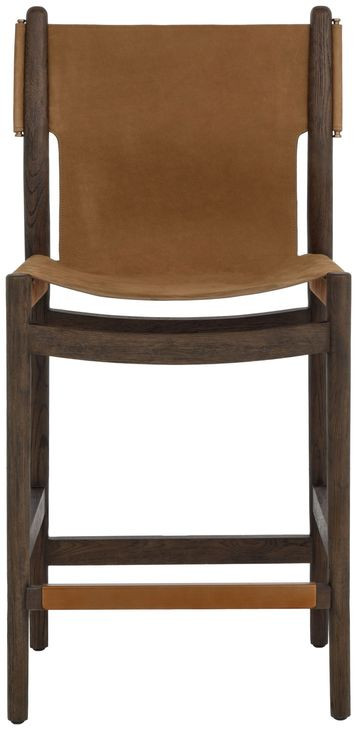 Nile Nubuck Caramel Leather Upholstered Counter Height Stool