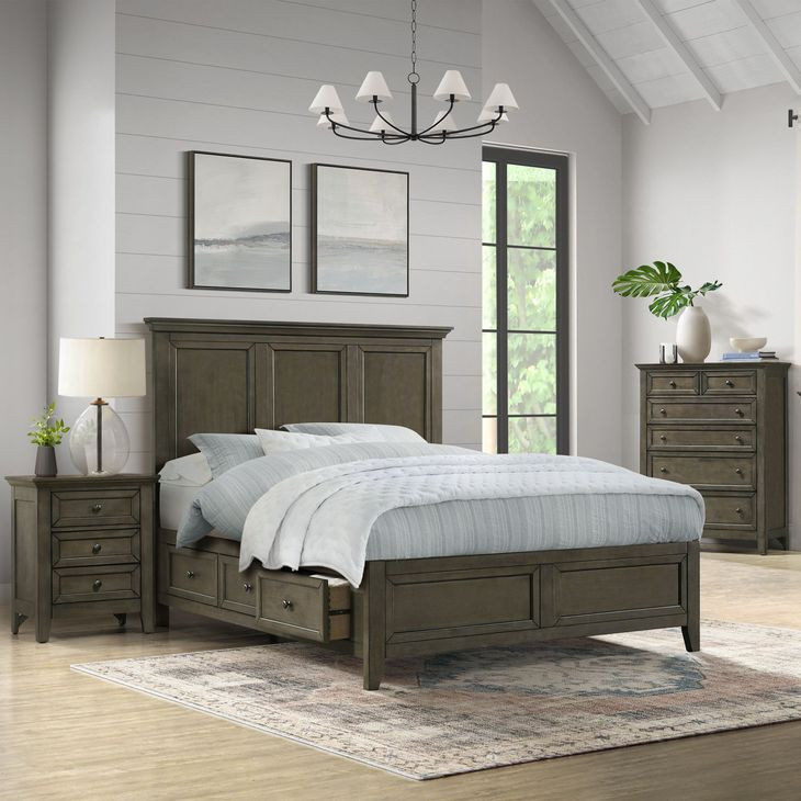 San Mateo Gray King Storage Panel Bed