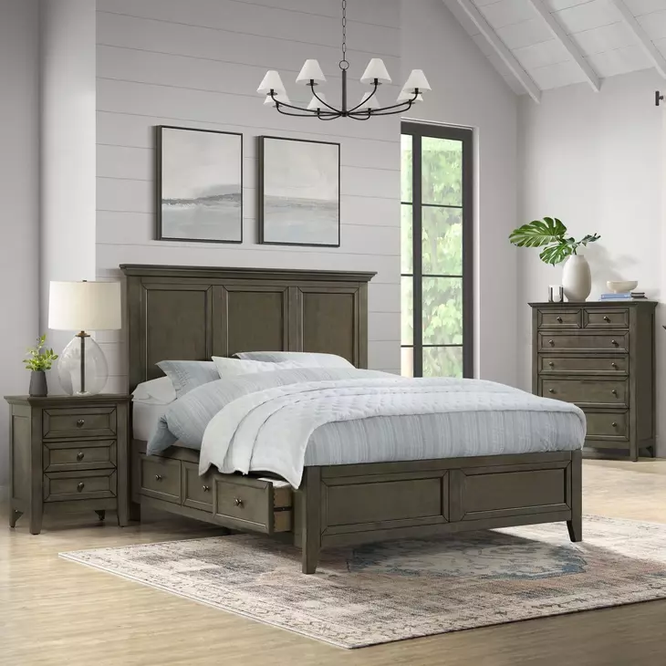 San Mateo Gray King Storage Panel Bed