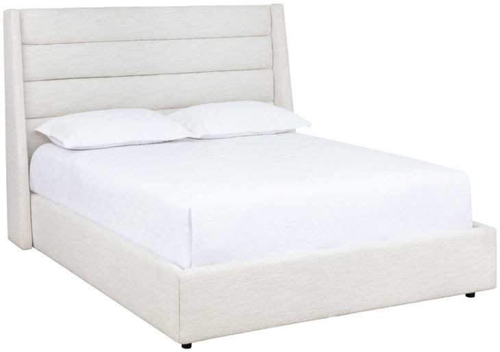 Emmit Merino Pearl Performance Fabric Queen Upholstered Platform Bed
