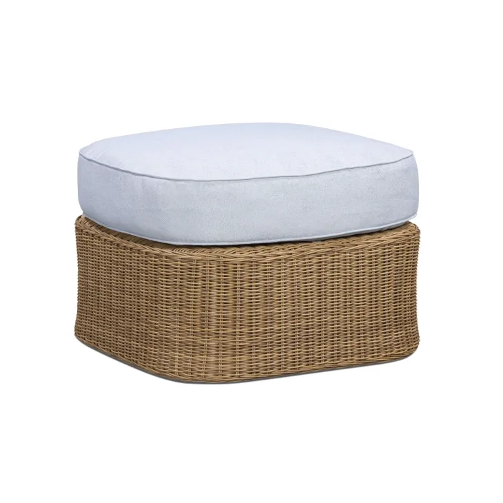 Axel Blue Performance Fabric Upholstered Outdoor Square Ottoman