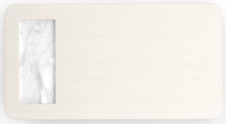 Madera Opal Ash and Modern Walnut Rectangular Marble Top Plinth Cocktail Table