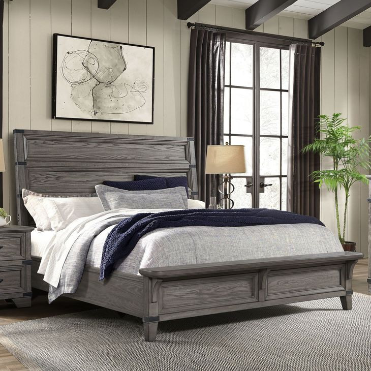 Forge Brushed Steel King Panel Bed