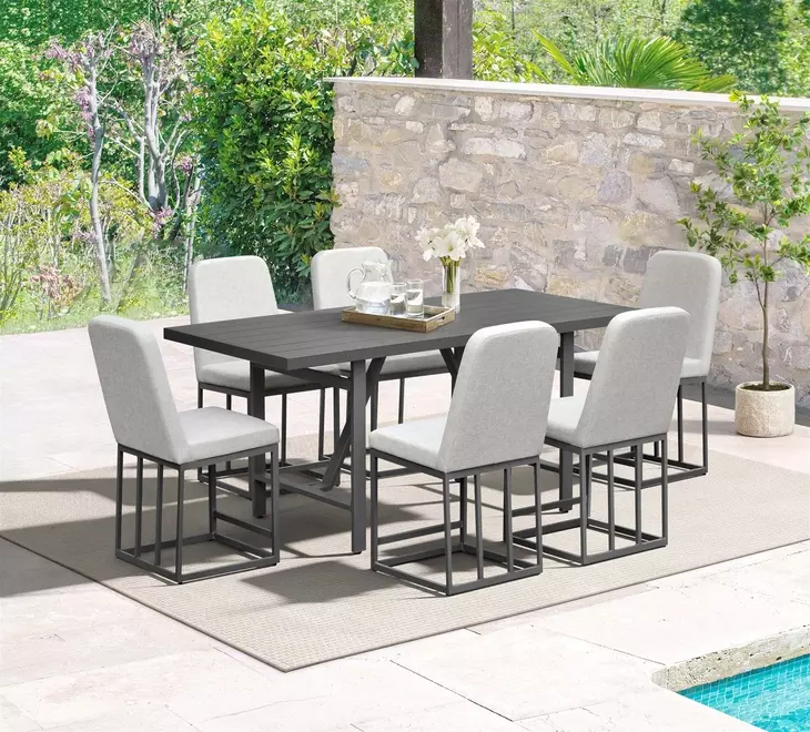 Navarro Outdoor Dining Gray Upholstered Outdoor Bar Stool Set of 2