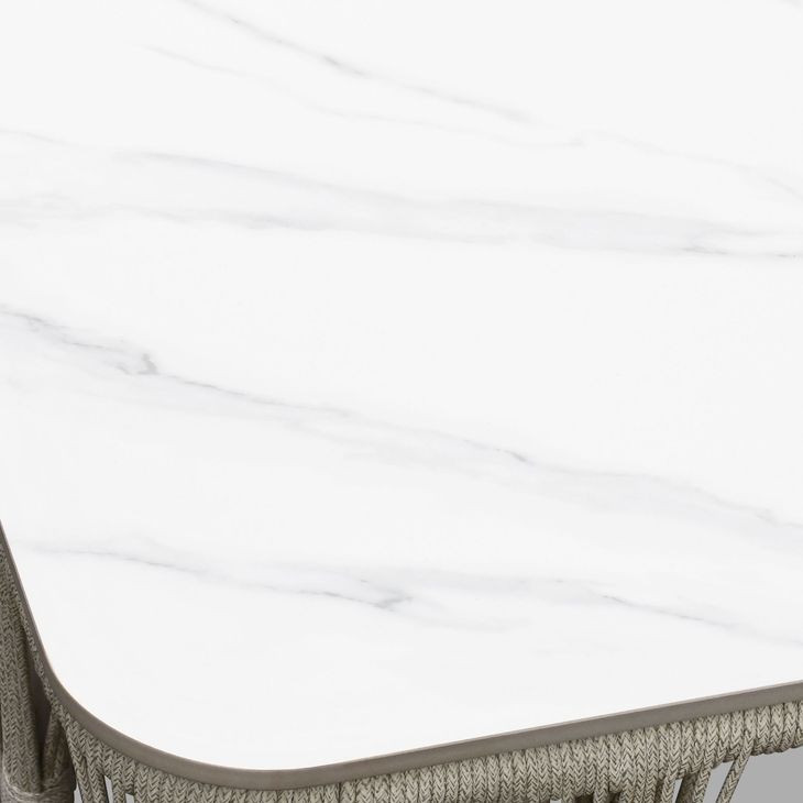 Alexa Outdoor Seating White Outdoor Square Stone Top Side Table