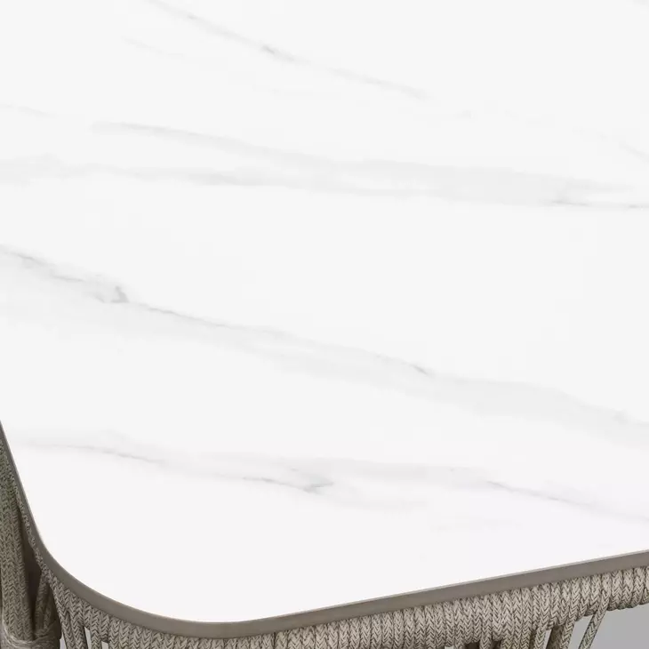 Alexa Outdoor Seating White Outdoor Square Stone Top Side Table