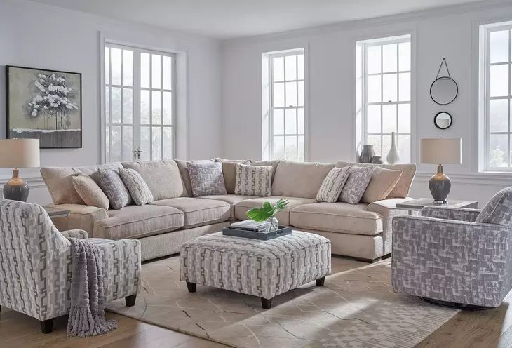 Doc Fossil Tan 3 Piece Modular Sectional with Pillows