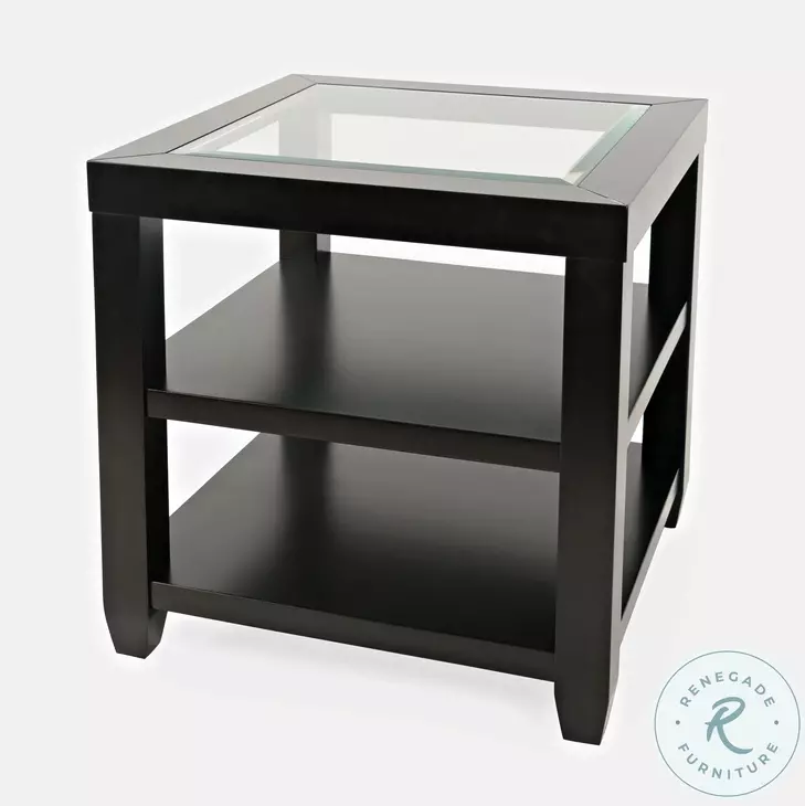 Urban Icon Black Glass Inlay End Table