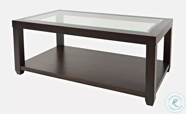Urban Icon Merlot Rectangular Glass Inlay Cocktail Table