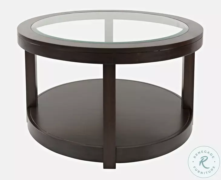 Urban Icon Merlot Round Glass Inlay Cocktail Table