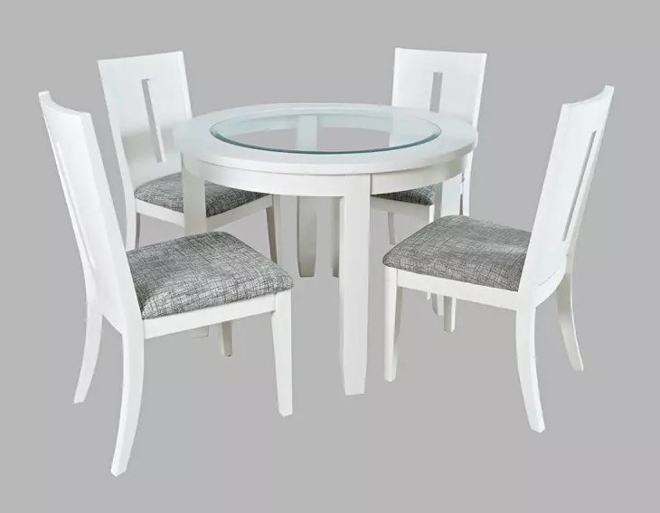 Urban Icon White and Gray Upholstered 5 Piece Dining Set