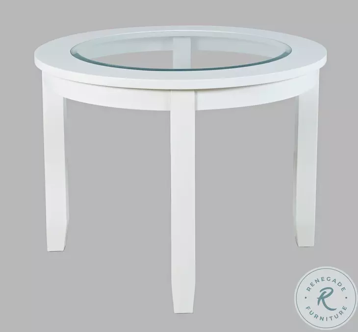 Urban Icon White Round Glass Inlay Dining Table