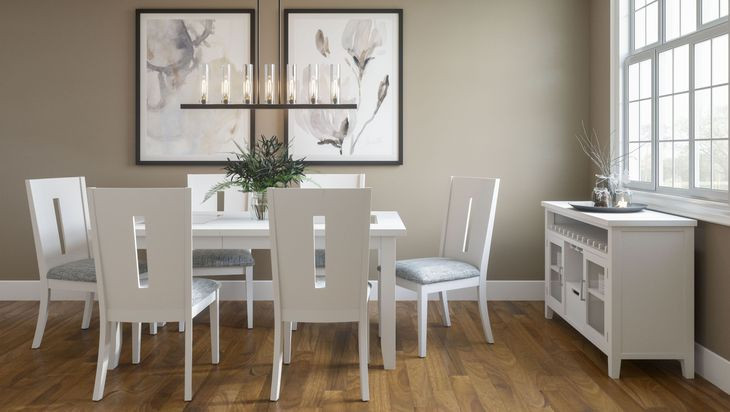 Urban Icon White and Gray Upholstered 7 Piece Dining Set