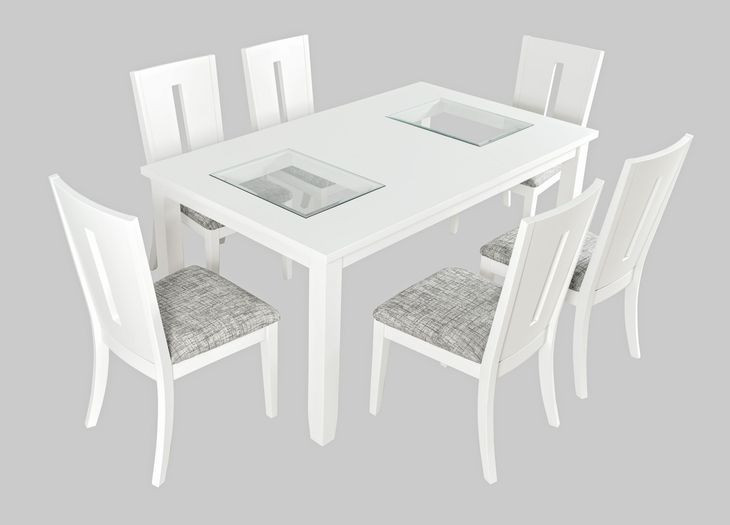 Urban Icon White and Gray Upholstered 7 Piece Dining Set