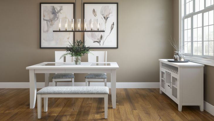 Urban Icon White and Gray Upholstered 4 Piece Dining Set with Bench