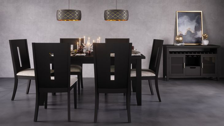 Urban Icon Black and Gray Upholstered 7 Piece Dining Set