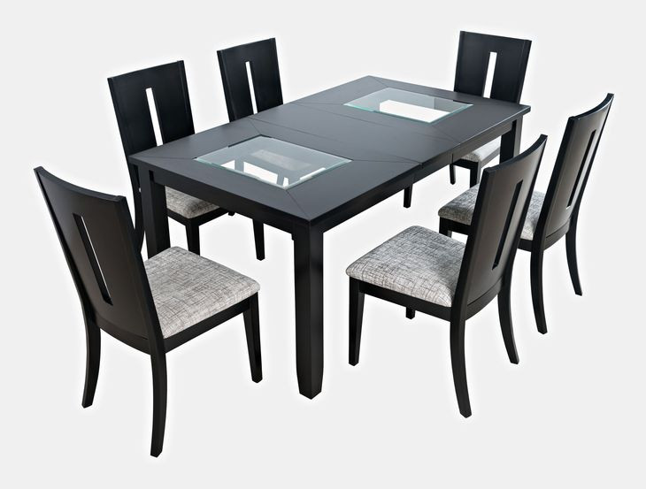 Urban Icon Black and Gray Upholstered 7 Piece Dining Set