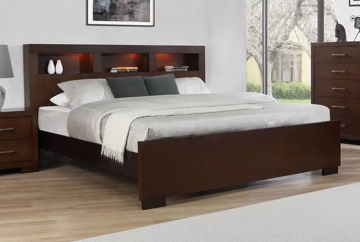 Jessica Cappuccino King Bookcase Bed