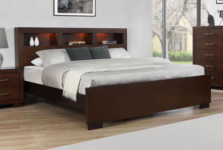 Jessica Cappuccino Queen Bookcase Bed