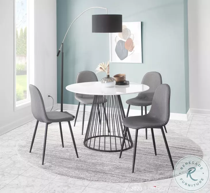 Pebble Charcoal Fabric And Black Steel Chair Set of 2