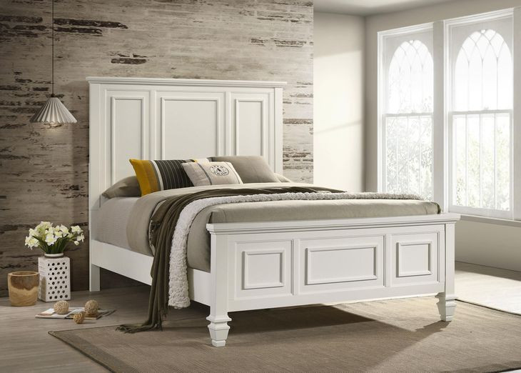 Sandy White Queen Panel Bed