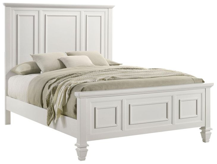 Sandy White Queen Panel Bed