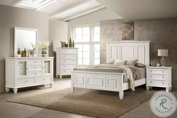Sandy Beach Cream White 11 Drawer Dresser with Mirror