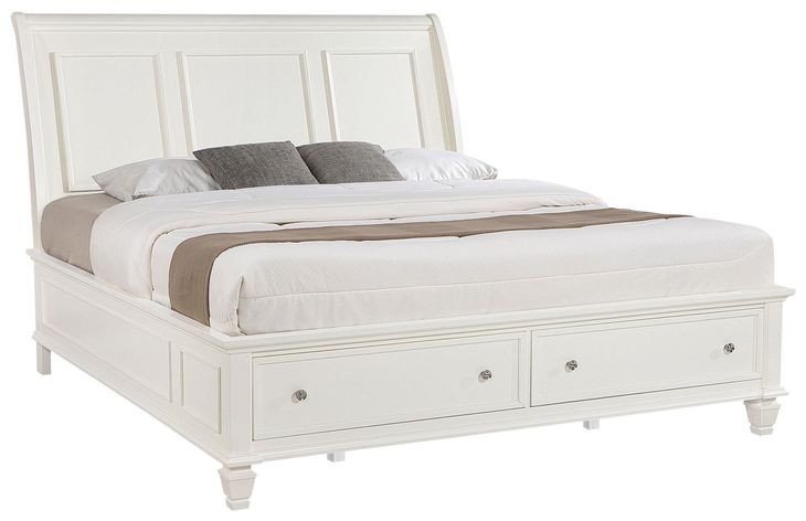 Sandy White King Storage Sleigh Bed
