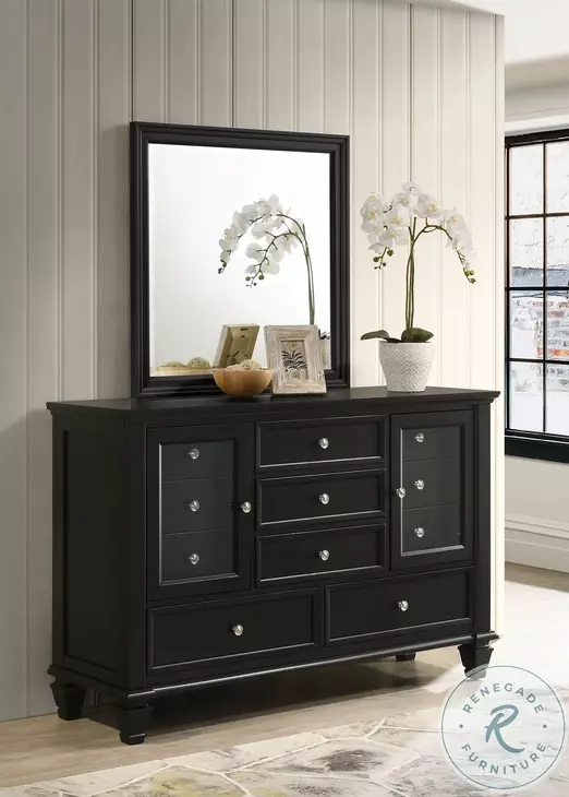 Sandy Beach Black 11 Drawer Dresser with Mirror