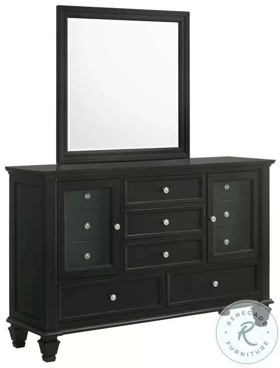 Sandy Beach Black 11 Drawer Dresser with Mirror