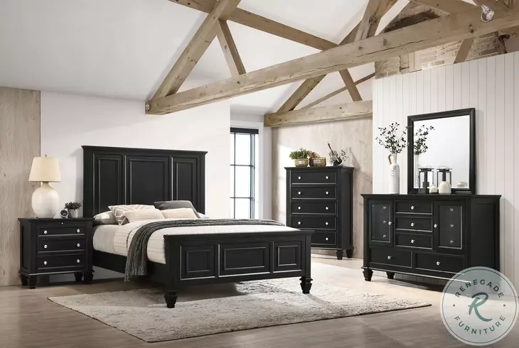 Sandy Beach Black 11 Drawer Dresser with Mirror