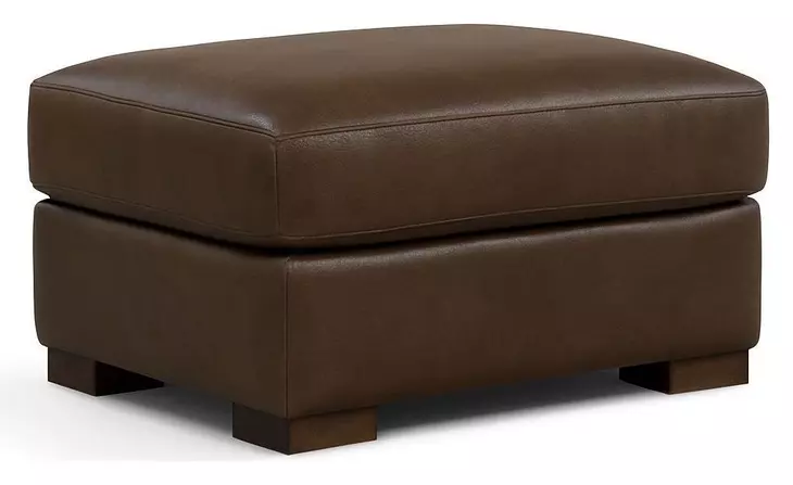Inglewood Vintage Brown Cigar Leather Upholstered Rectangular Ottoman