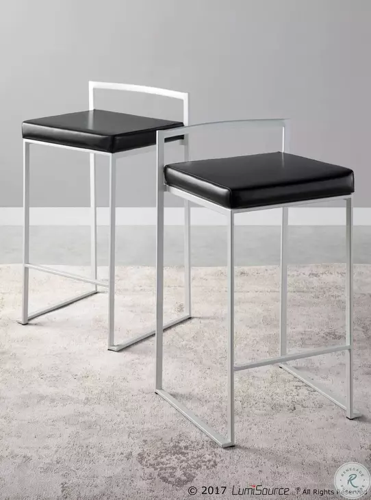 Fuji White and Black Counter Stool Set of 2