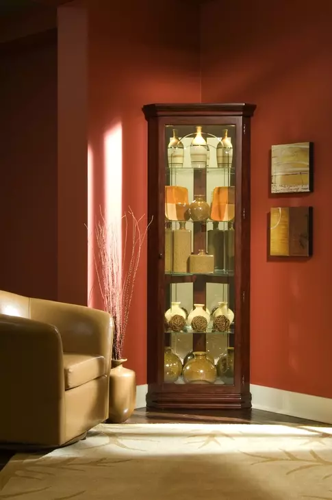20205 Victorian Cherry Corner Curio Cabinet