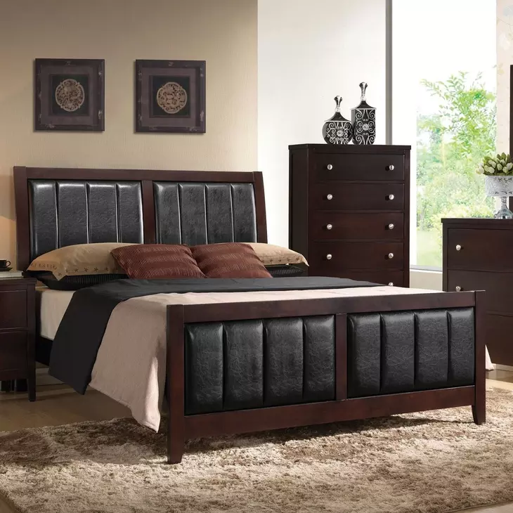Carlton Black California King Upholstered Panel Bed
