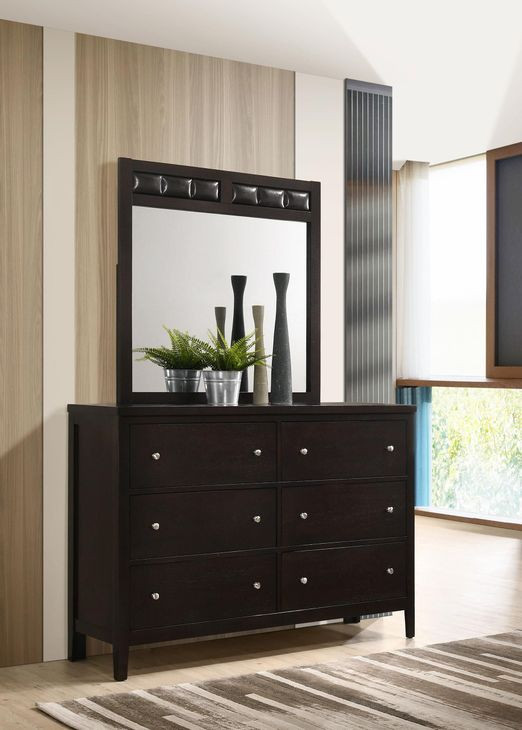Carlton Cappuccino 6 Drawer Dresser with Mirror