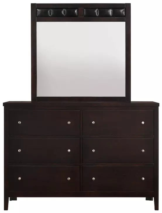 Carlton Cappuccino 6 Drawer Dresser with Mirror